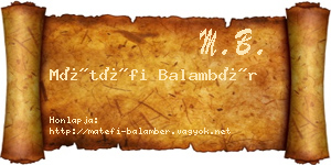 Mátéfi Balambér névjegykártya